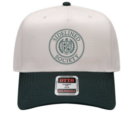 Sidelined Society Crest Green and White trucker hat